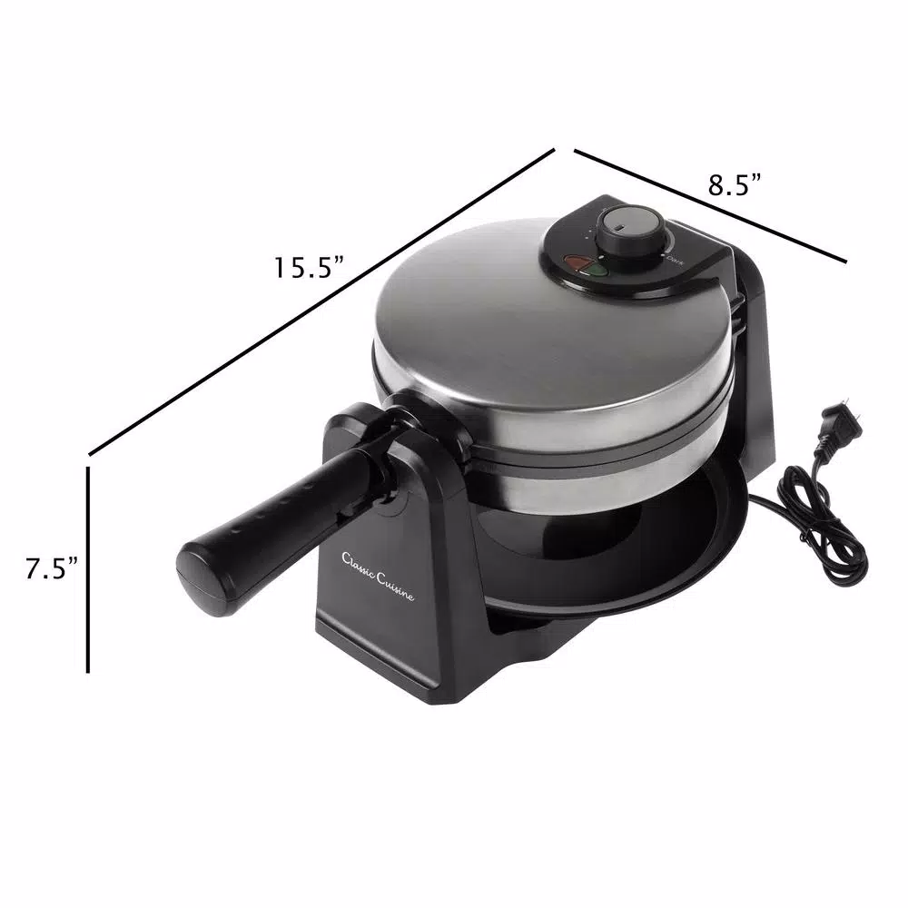 Classic Cuisine Classic Flip Belgian Waffle Maker, 1080W, Stainless Look