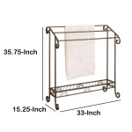 Benjara Modern Freestanding Metal Towel Rack with 3 Chrome Bars - Dark Bronze thumbnail 6