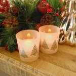 LUMABASE Christmas Trees Silver LED Battery Operated Glass Candles, Set of 2 thumbnail 3