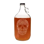 Cathy's Concepts 64 oz. Sugar Skull Glass Craft Beer Growler with Screw-Top Lid and Handle thumbnail 2