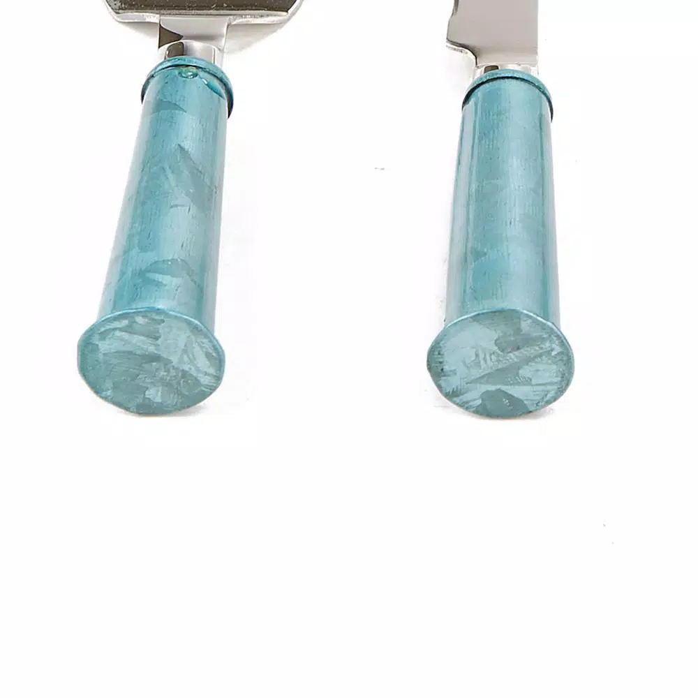 Mind Reader 4-Piece Stainless Steel Cheese Knife Set with Blue Galvanized Handles