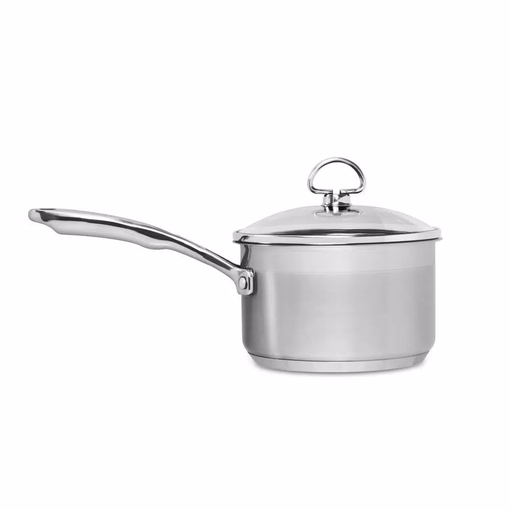 Chantal Induction 21 Steel 2 Qt. Stainless Steel Saucepan with Glass Lid, Brushed Finish