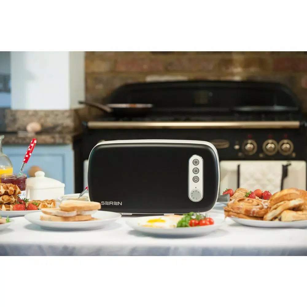 BergHOFF Seren 2-Slice Black Long Slot Toaster Color Panel & Serving Tray Cover