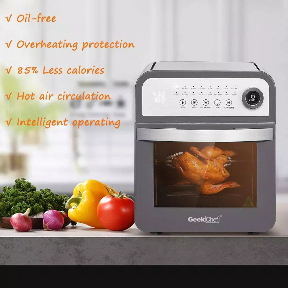 Geek Chef 12 Qt. Air Fryer Oven with Rotisserie, 1600W Multi-Function Countertop Oven with 16 Presets