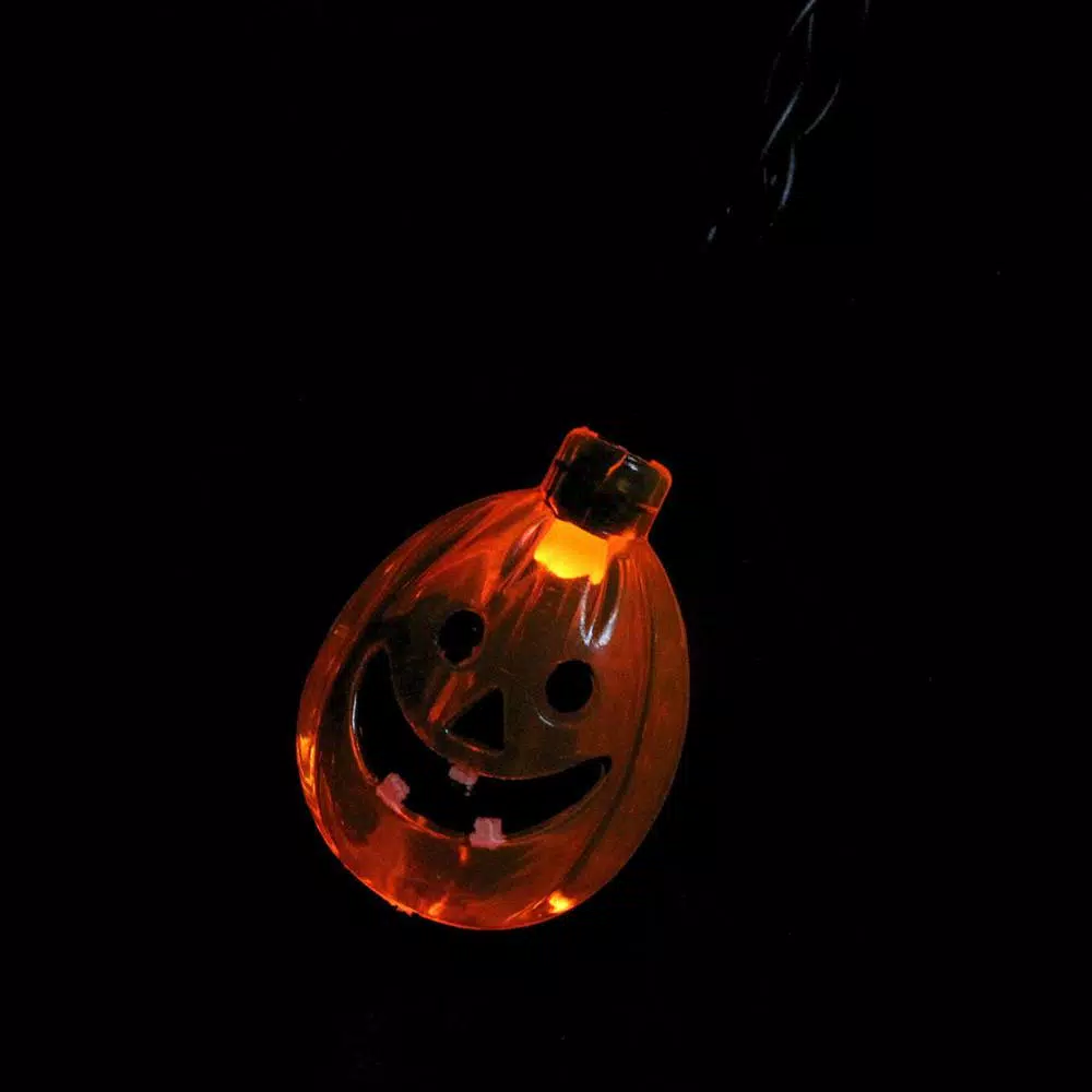 Northlight 4.75 in. LED Battery Operated Orange Jack-O-Lantern Pumpkin Halloween String Lights, 10-Set