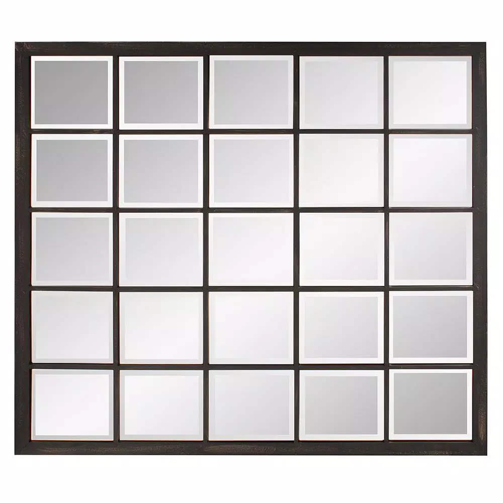 Unbranded Oil Rubbed Bronze Beveled Glass Windowpane Style Accent Mirror, 34 in. x 38 in.