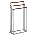 Kings Brand Furniture Chrome and Wood Modern Freestanding 3-Tier Towel Rack thumbnail 2