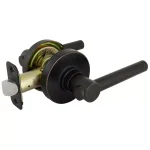 Defiant Highland Aged Bronze Passage Door Lever with Round Rose thumbnail 6