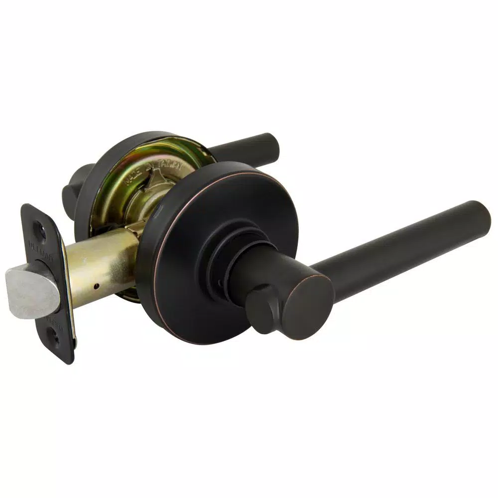 Defiant Highland Aged Bronze Passage Door Lever with Round Rose
