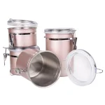 Creative Home Rose Gold Stainless Steel Canister Set, 4-Piece Airtight Food Storage Containers with Locking Clamp thumbnail 4