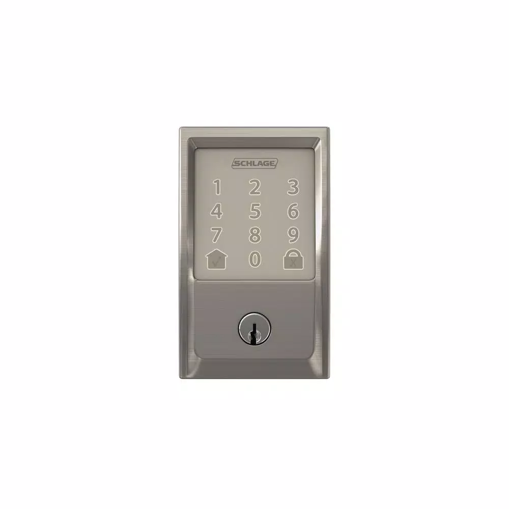 Schlage Encode Smart WiFi Door Lock with Latitude Lever Handleset, Satin Nickel
