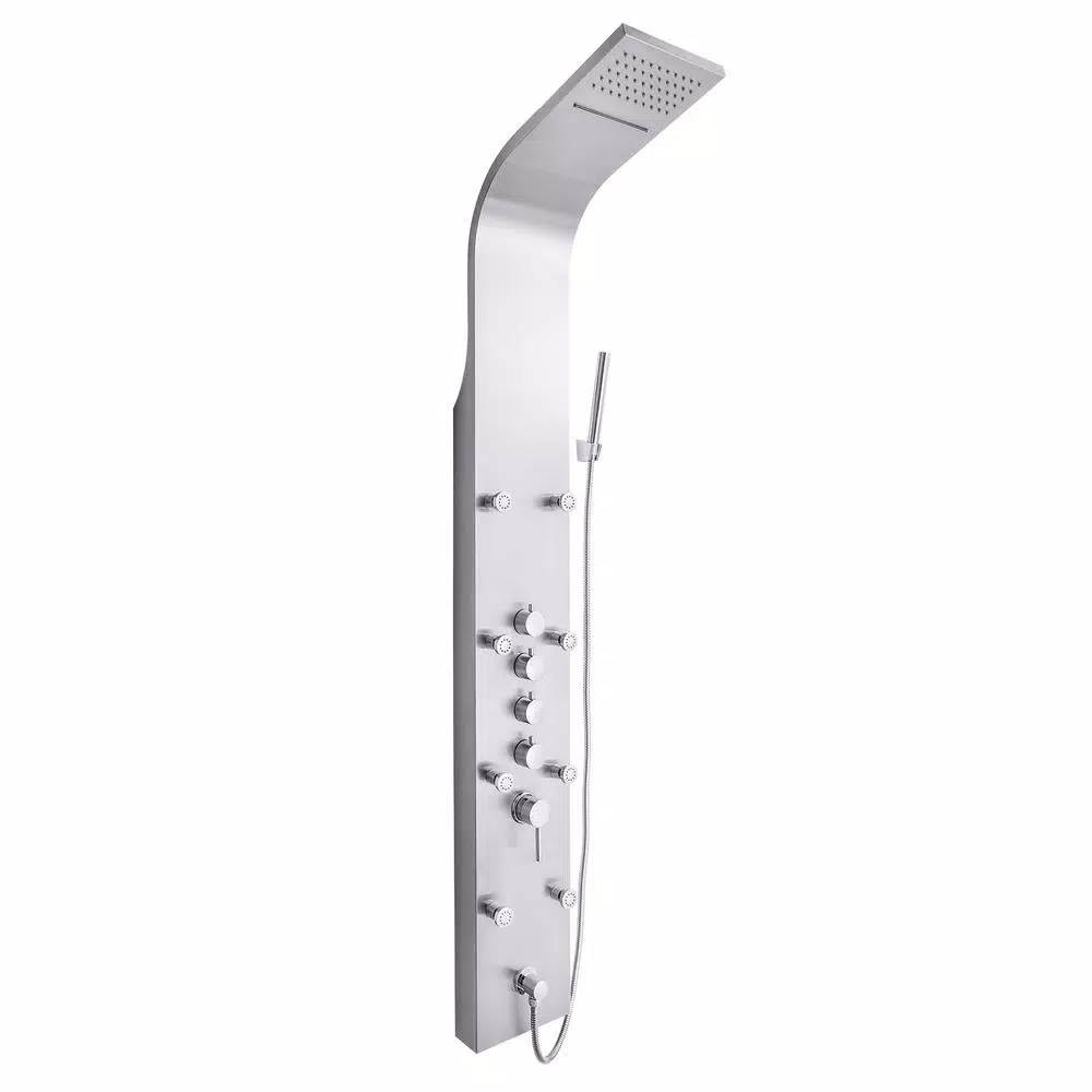AKDY 65 in. Stainless Steel 8-Jet Rainfall Waterfall Shower Panel System with Handheld Wand