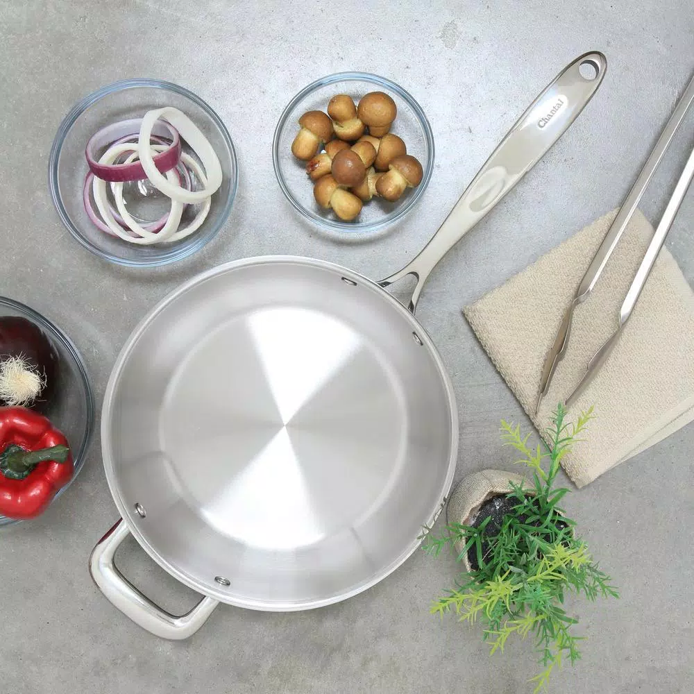 Chantal Induction 21 Steel 3 qt. Stainless Steel Saute Pan, Brushed Stainless Steel