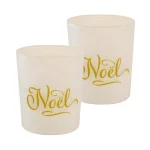 LUMABASE Noel Glass LED Battery Operated Candles with Timer, Gold, Set of 2 thumbnail 1