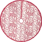 VHC Brands 50 in. Natalia Cherry Red Farmhouse Christmas Tree Skirt with Floral and Paisley Patterns thumbnail 2