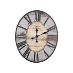 3R Studios Distressed Grey Wood Oval Wall Clock - French Country Cottage Style thumbnail 2