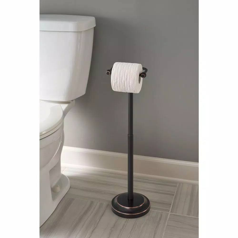 Delta Porter Telescoping Pivoting Freestanding Toilet Paper Holder, Oil Rubbed Bronze