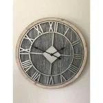 Utopia Alley 28" Oversized Roman Numeral Wall Clock, Gray Wood Finish & Metal Face thumbnail 3