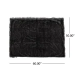 Noble House Warrin Black and White Streak Faux Fur Throw Blanket thumbnail 4