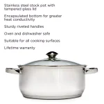 Ecolution Pure Intentions 5 Qt. Round Stainless Steel Dutch Oven with Glass Lid thumbnail 2