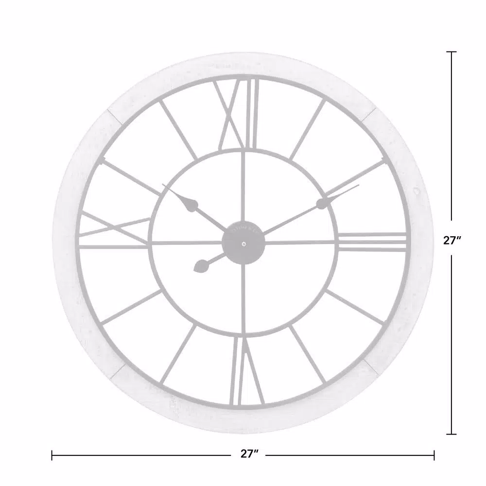 FirsTime & Co. 27 in. Timeworn Farmhouse Wall Clock with Whitewashed Wood Frame