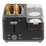 West Bend 2-Slice Wide Slot Breakfast Station Toaster and Egg Poacher with Meat Warming Tray, Black thumbnail 4