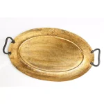 Abigails Gold Oval Metal Serving Tray with Handles, 21 in. thumbnail 1