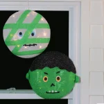 Northlight 14 in. LED Mummy and Frankenstein Halloween Hanging Decorations, Set of 2 thumbnail 4
