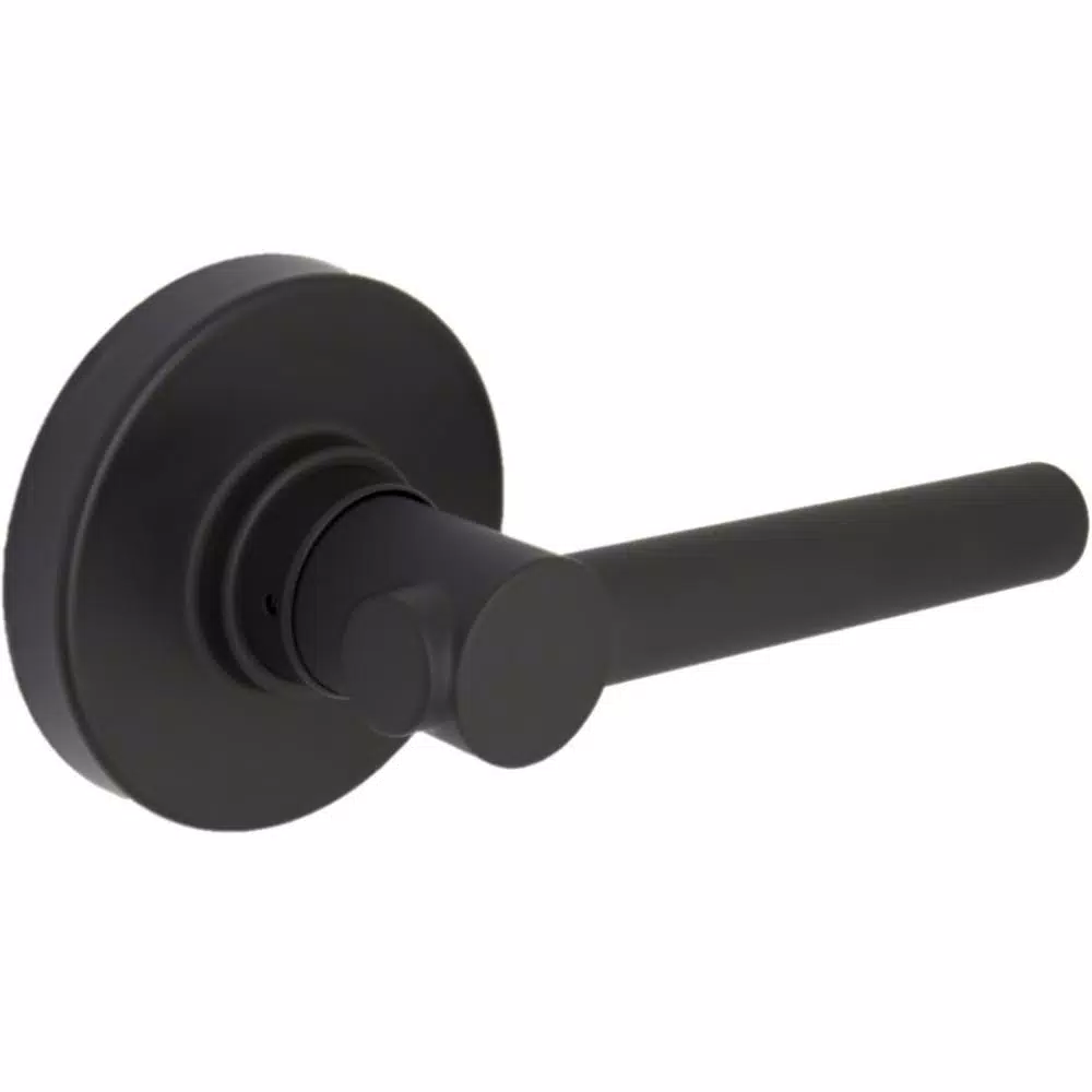 Defiant Highland Matte Black Passage Door Lever with Round Rose