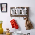 DANYA B DANAYA B. FHB2605 Rustic Hanging Utensil Caddy with 3 Tin Buckets and 5 Hooks thumbnail 6