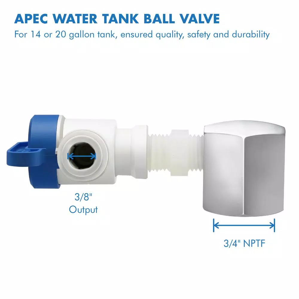 APEC Water Systems APEC Reverse Osmosis Tank Ball Valve, 3/4 in. NPTF to 3/8 in. Output, for 14 or 20 Gallon Storage Tanks