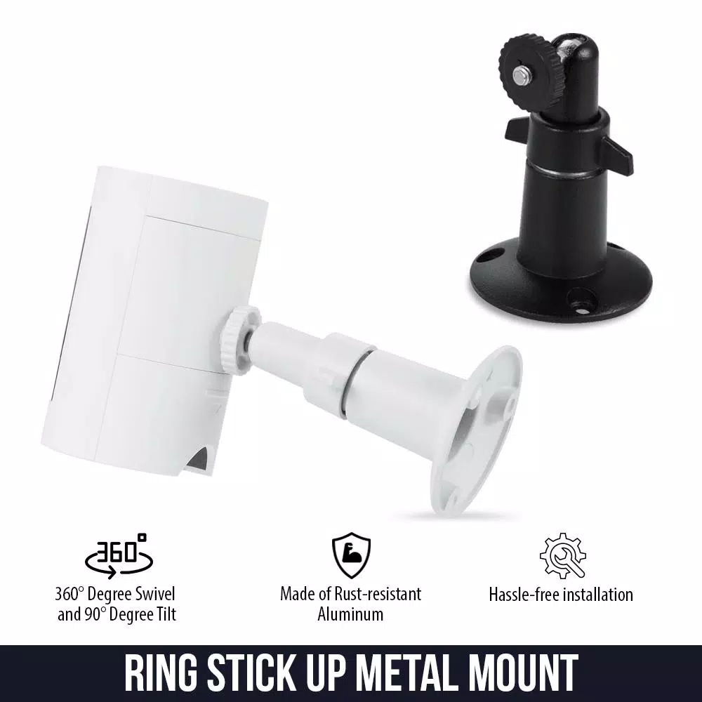 Wasserstein Adjustable Metal Wall and Ceiling Mount for Ring Stick Up Cam Battery and Wired