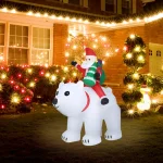 Luxen Home 6 ft. Santa and Polar Bear Inflatable Holiday Yard Decor with LED Lights thumbnail 10