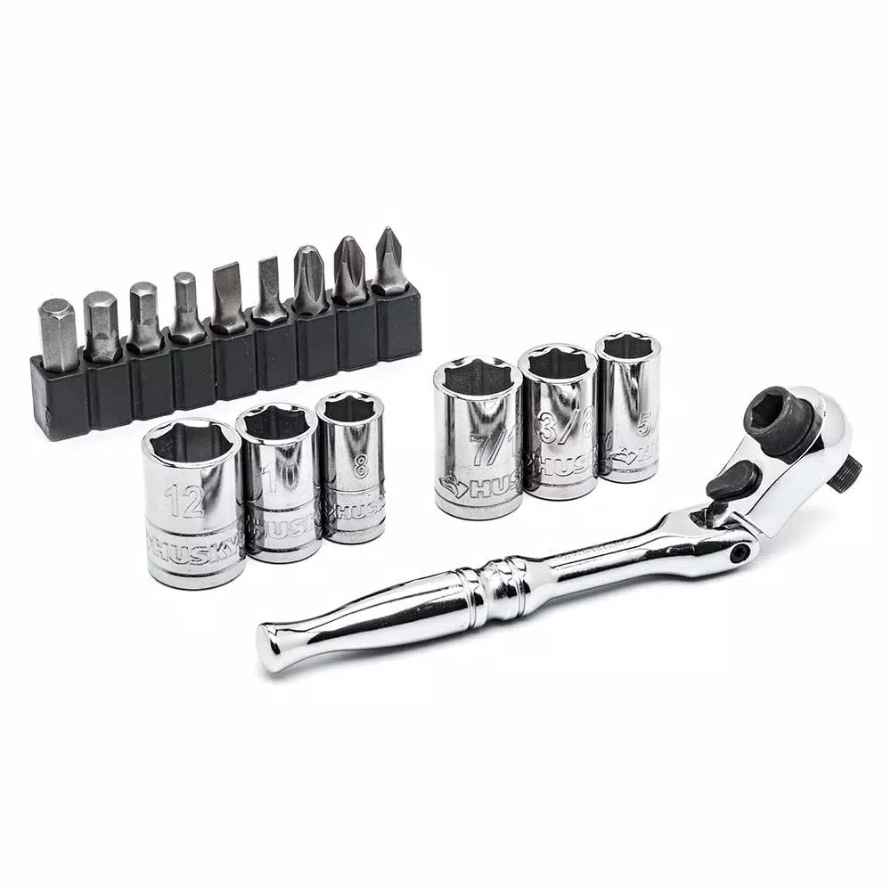 Husky 16-Piece 1/4 in. Drive Flex-Head Microdriver and Socket Set