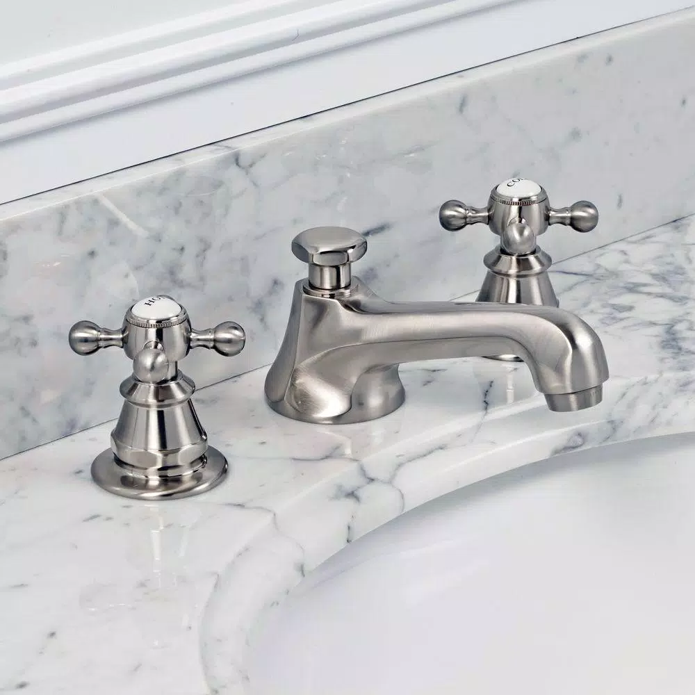 Water Creation Century Classic 8 in. Widespread Bathroom Faucet, Brushed Nickel, with Pop-Up Drain