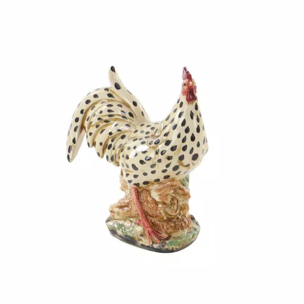 LITTON LANE 14 in. Colorful Rooster Decorative Ceramic Figurine - Farmhouse Style