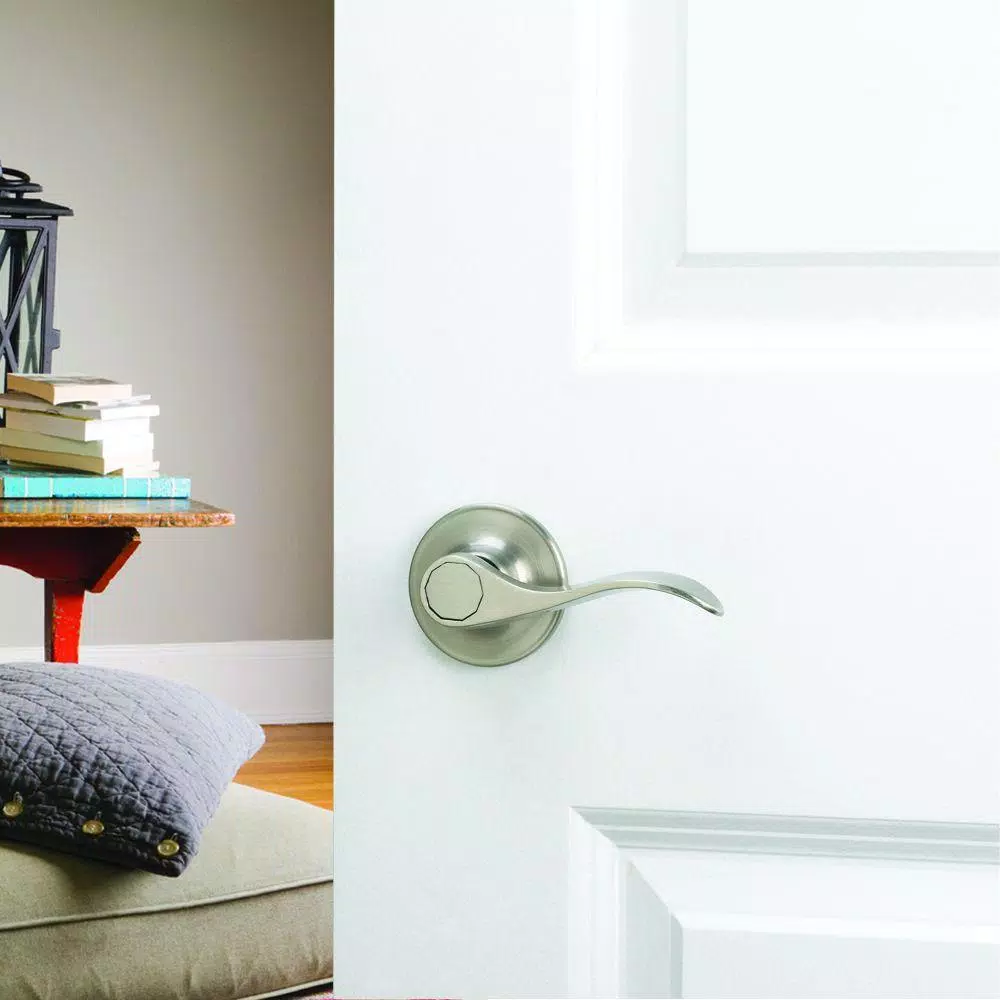 Design House Springdale Satin Nickel Keyed Entry Door Lever with 2-Way Adjustable Latch