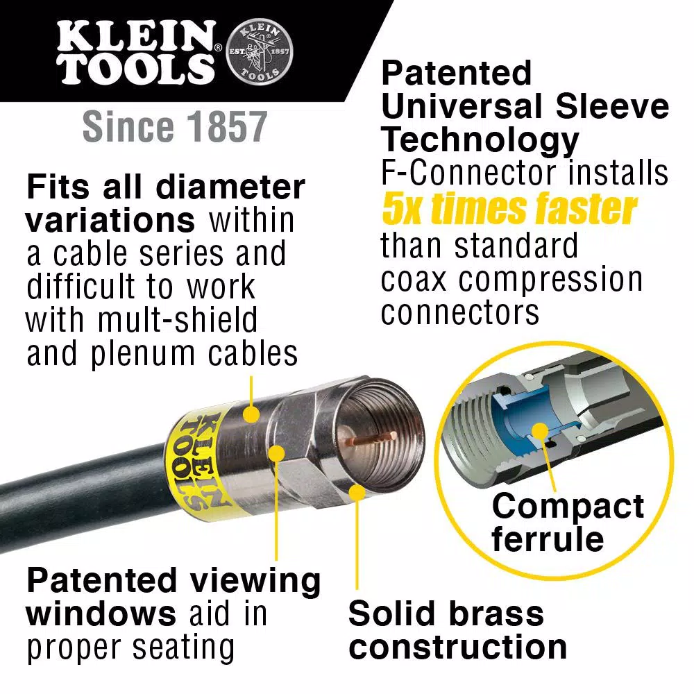 Klein Tools Coaxial Cable Installation Kit with Compression Crimper, Stripper, and Multi-Cable Cutter