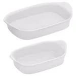 Corningware French White 2-Piece Ceramic Bakeware Set, Rectangle thumbnail 2
