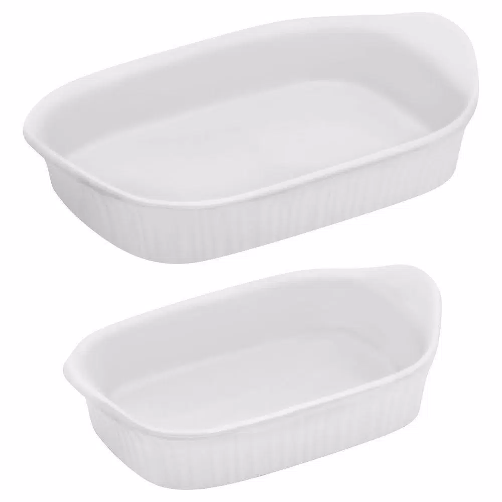 Corningware French White 2-Piece Ceramic Bakeware Set, Rectangle