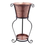 Old Dutch Solid Copper Etched Floral Beverage Tub with Black Powder Coated Stainless Steel Stand, 20 qt thumbnail 1