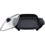 Nesco 8 in. Electric Skillet, 1800W Non-Stick Square Pan with Glass Lid, Black thumbnail 6