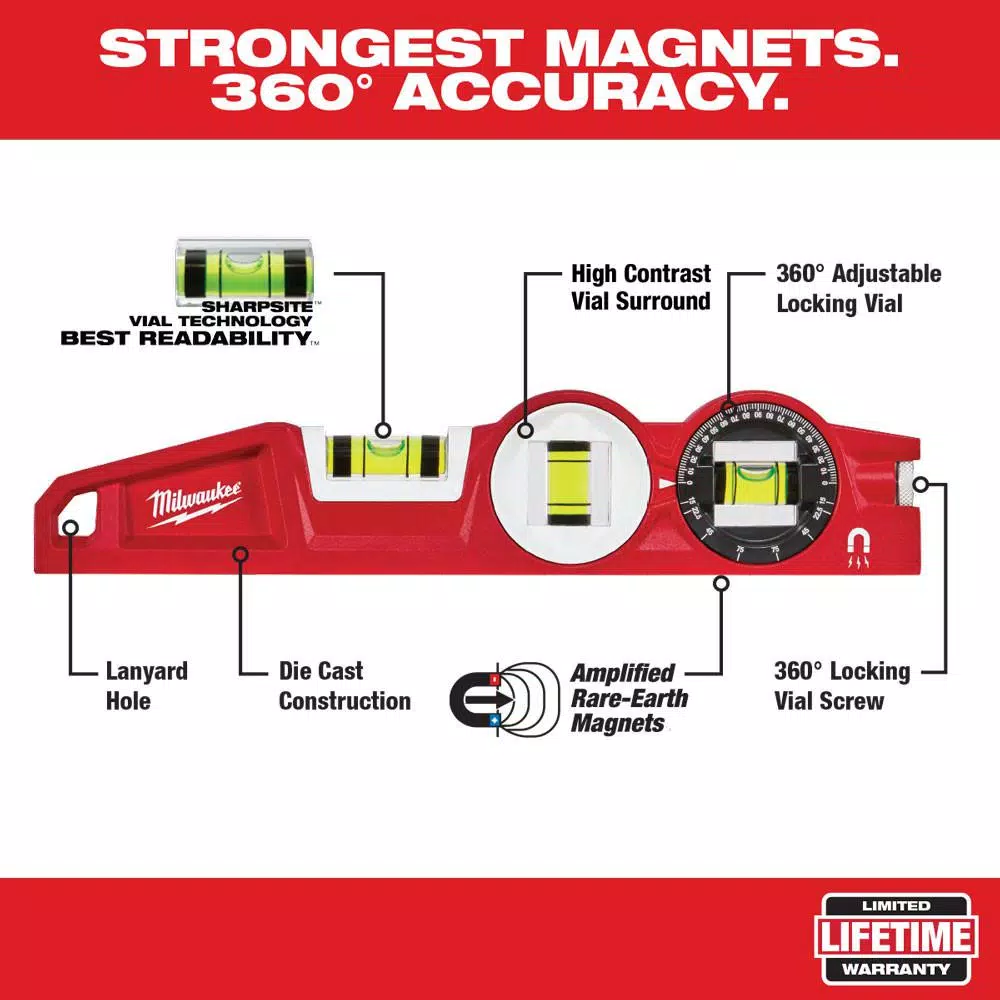 Milwaukee Redstick Box and Torpedo Level Set with 48 in. Storage Bag