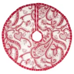 VHC Brands Natalia 21 in. Cherry Red & White Farmhouse Christmas Tree Skirt thumbnail 2