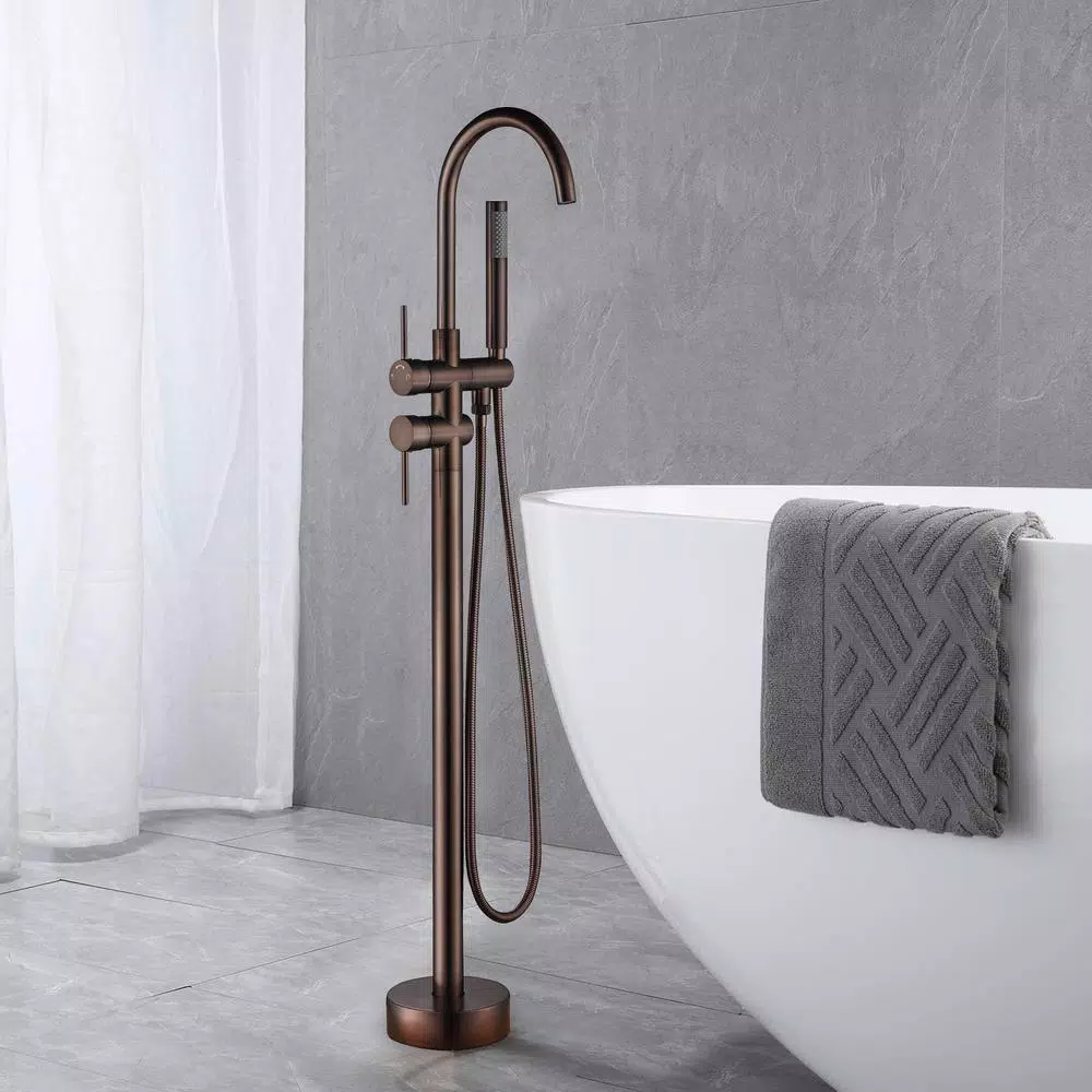 Vanity Art 46 in. Freestanding Single Handle Claw Foot Tub Faucet with Hand Shower, Oil Rubbed Bronze