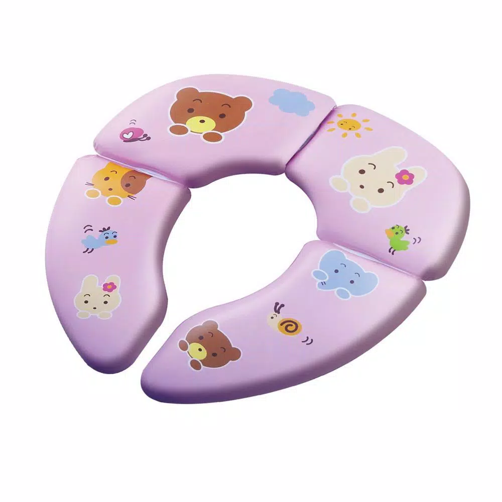 Babyloo Pink Animal Pattern Folding Cushioned Toilet Seat with Travel Bag