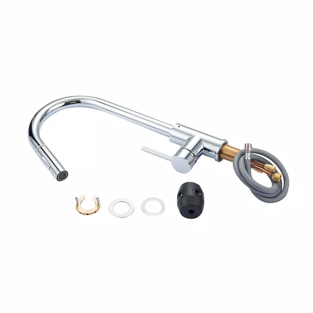 Vanity Art Chrome Single-Handle Pull-Down Kitchen Faucet with 360° Swivel Spout