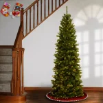 National Tree Company 7.5 ft. North Valley Spruce Pencil Slim Artificial Christmas Tree with 400 Clear Warm Lights thumbnail 2