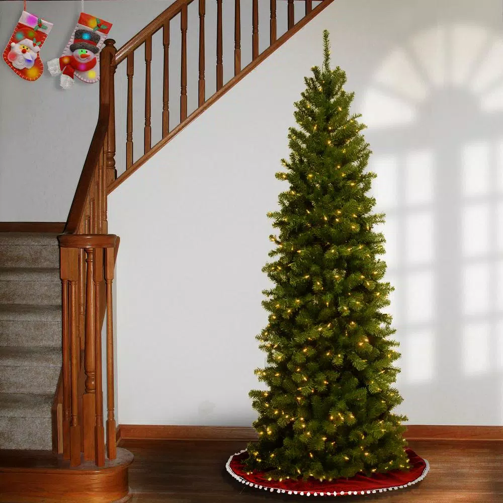 National Tree Company 7.5 ft. North Valley Spruce Pencil Slim Artificial Christmas Tree with 400 Clear Warm Lights