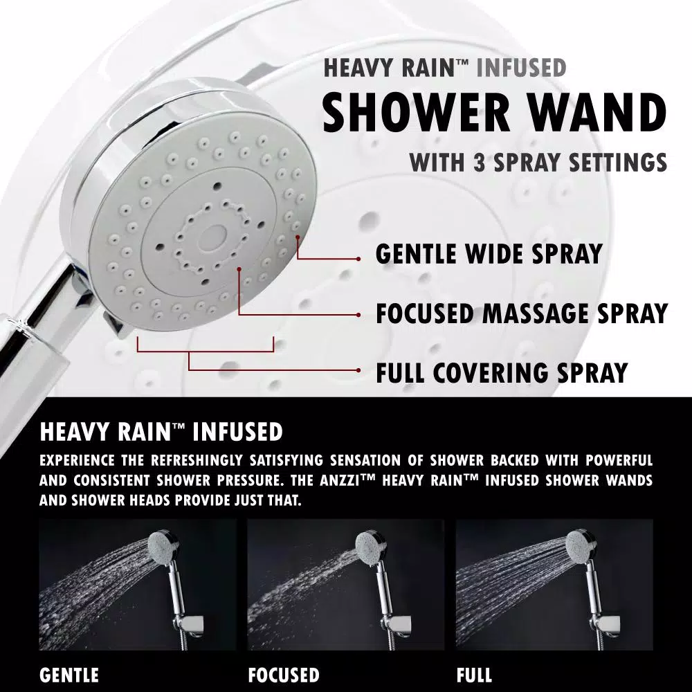 ANZZI 57 in. Monsoon Full Body Shower Panel System with Mahogany Deco-Glass & Chrome Trim
